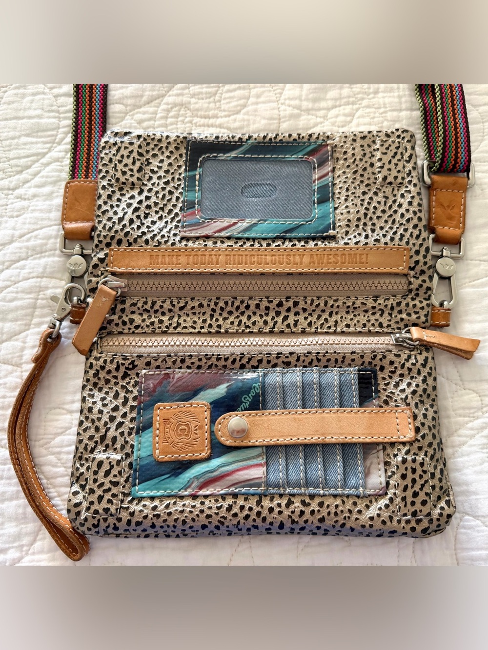 Consuela Wesley Uptown Pebbled Texture Leather Crossbody Wallet Magnetic Closure - Picture 6 of 15